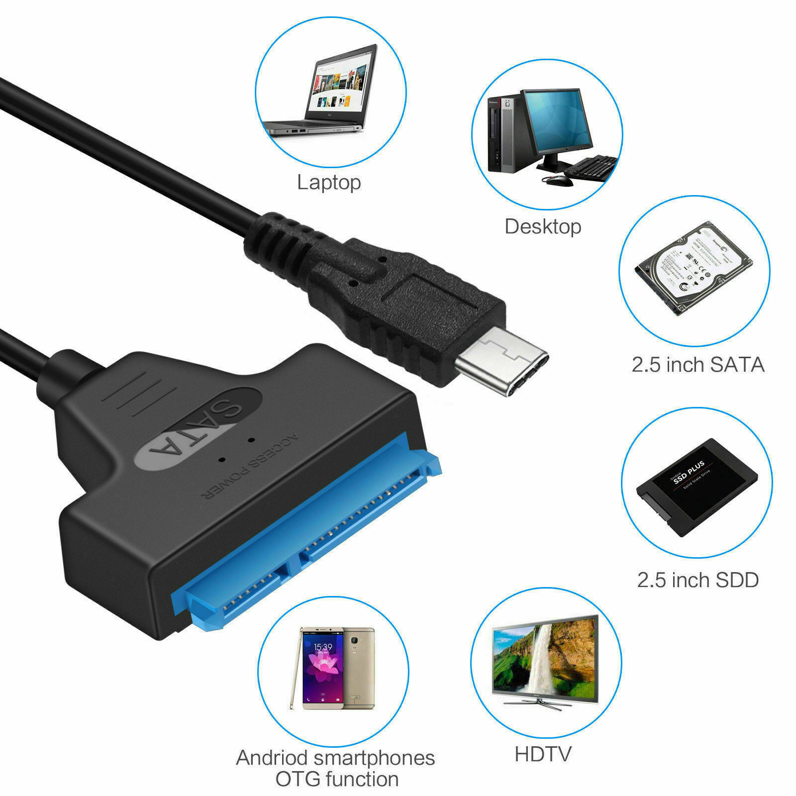 New USB 3.1 Type C to SATA III HDD SSD 2.5