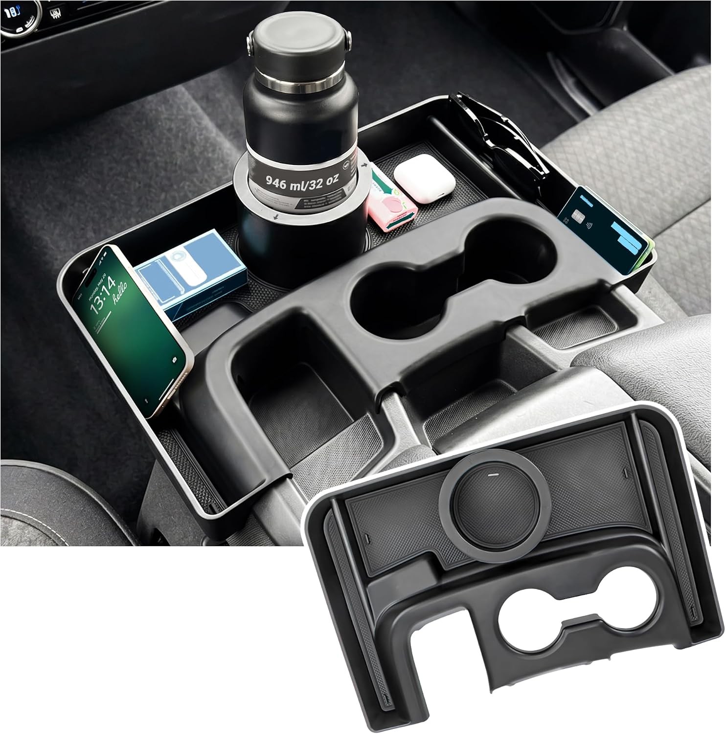 Center Console Cup Holder Organizer with 2019-2026 Silverado/GMC Sierra 1500,...