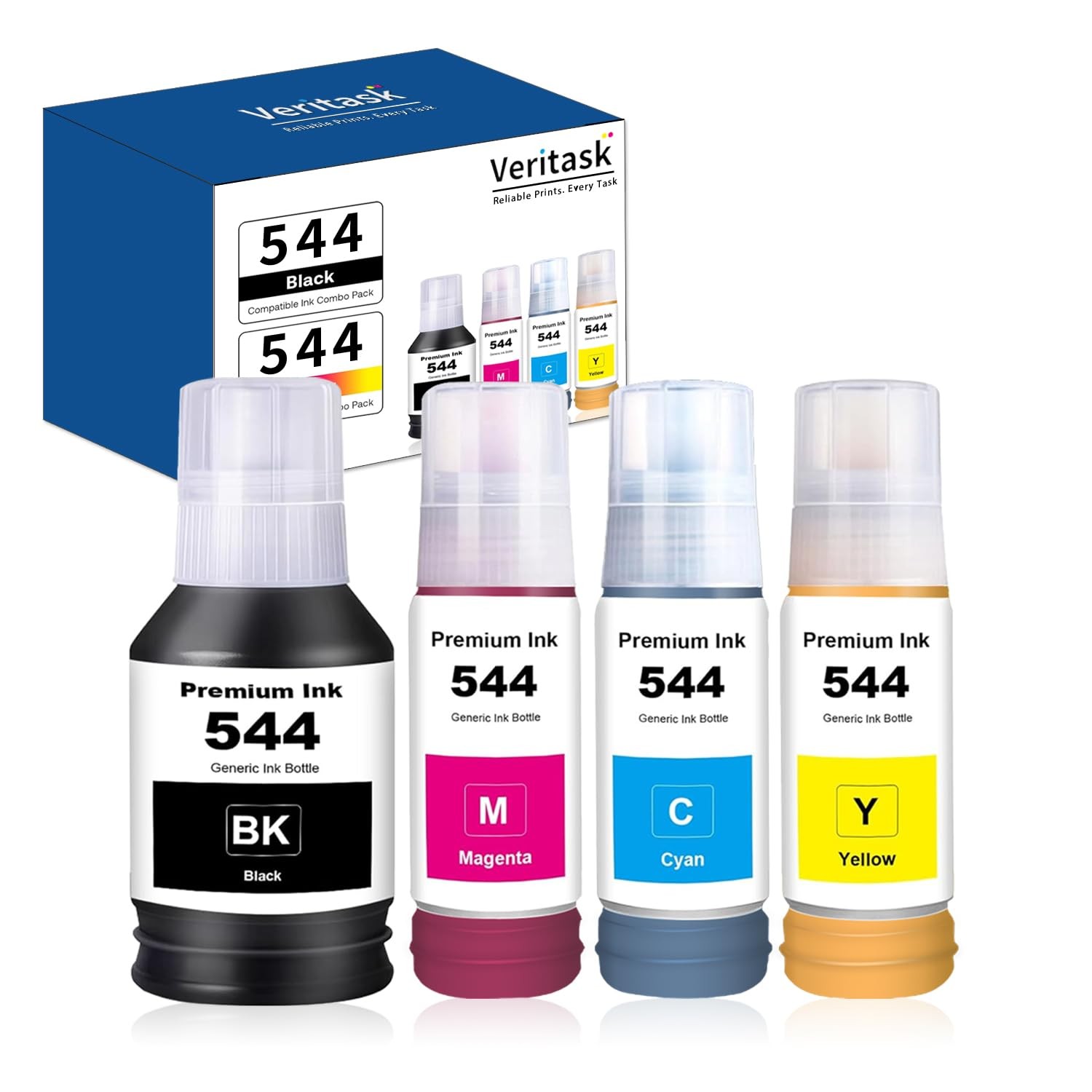 T544 Ink Refill Bottle Replacement Fits L1250 L1210 L3150 Printer 4 PCS