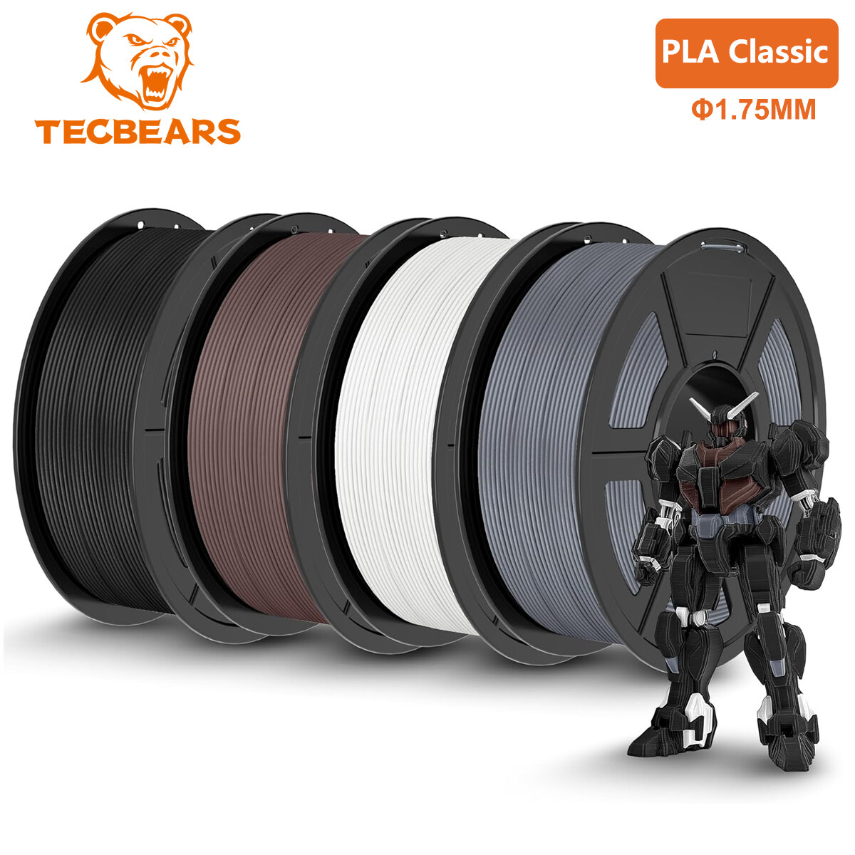 TECBEARS 4kg High Speed PLA Classic 3D Printer Filament 600mm/s 1.75mm No Bubble