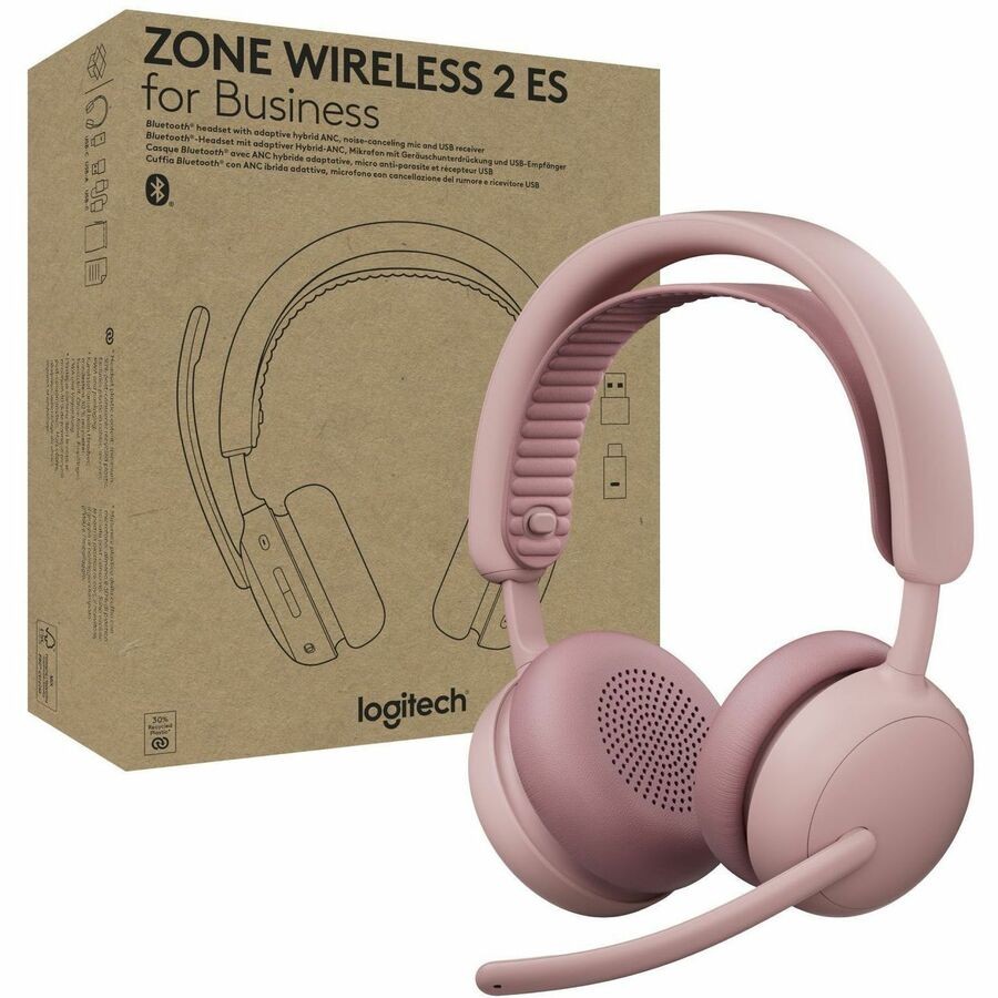 Logitech Zone Wireless Headset Hybrid ANC USB-C/USB-A Rose 981001519
