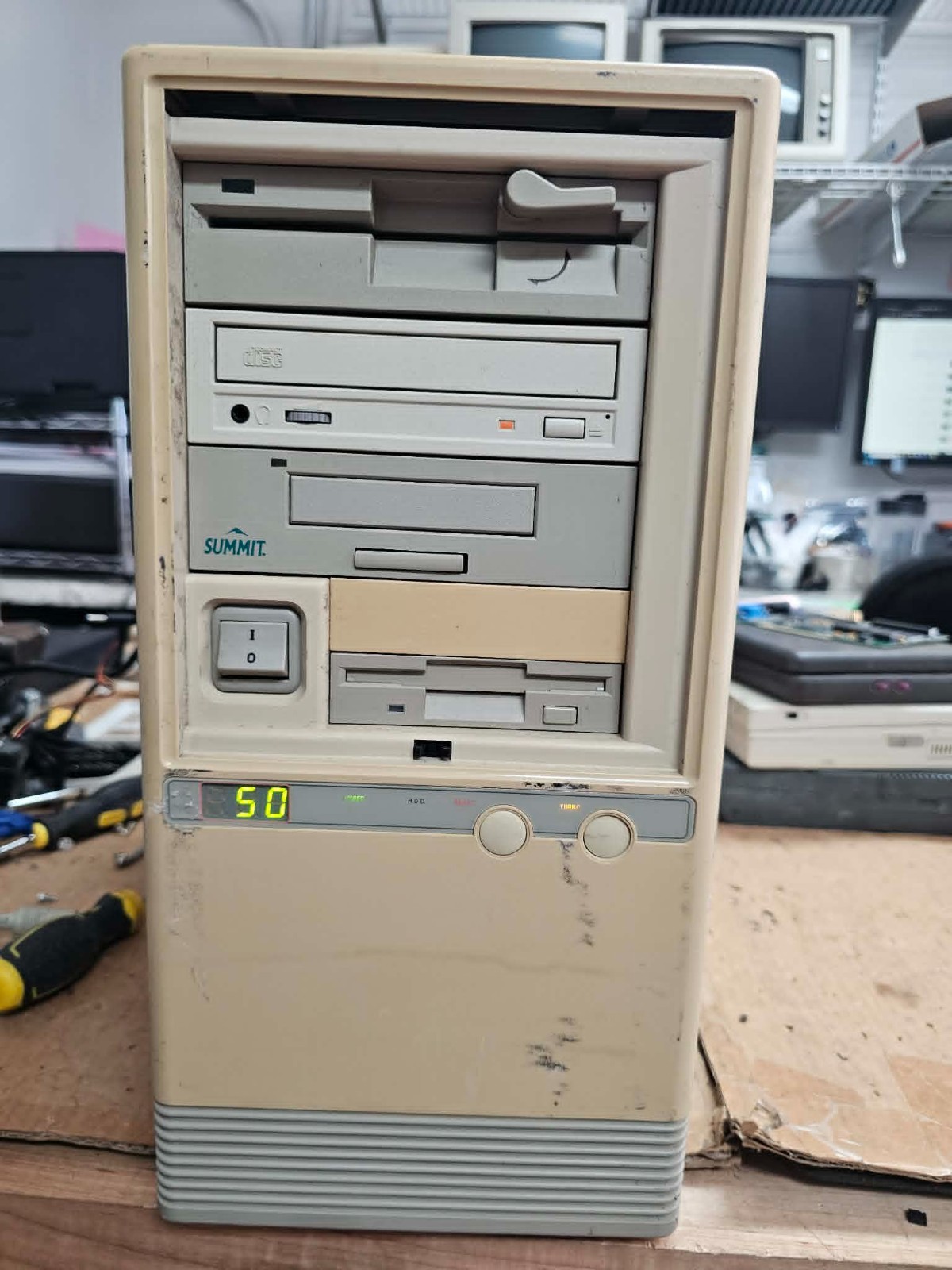Vintage 486 Tower Case PC w/ Turbo Button V4P895GRN/SMT Socket3 DOS & Win3.1