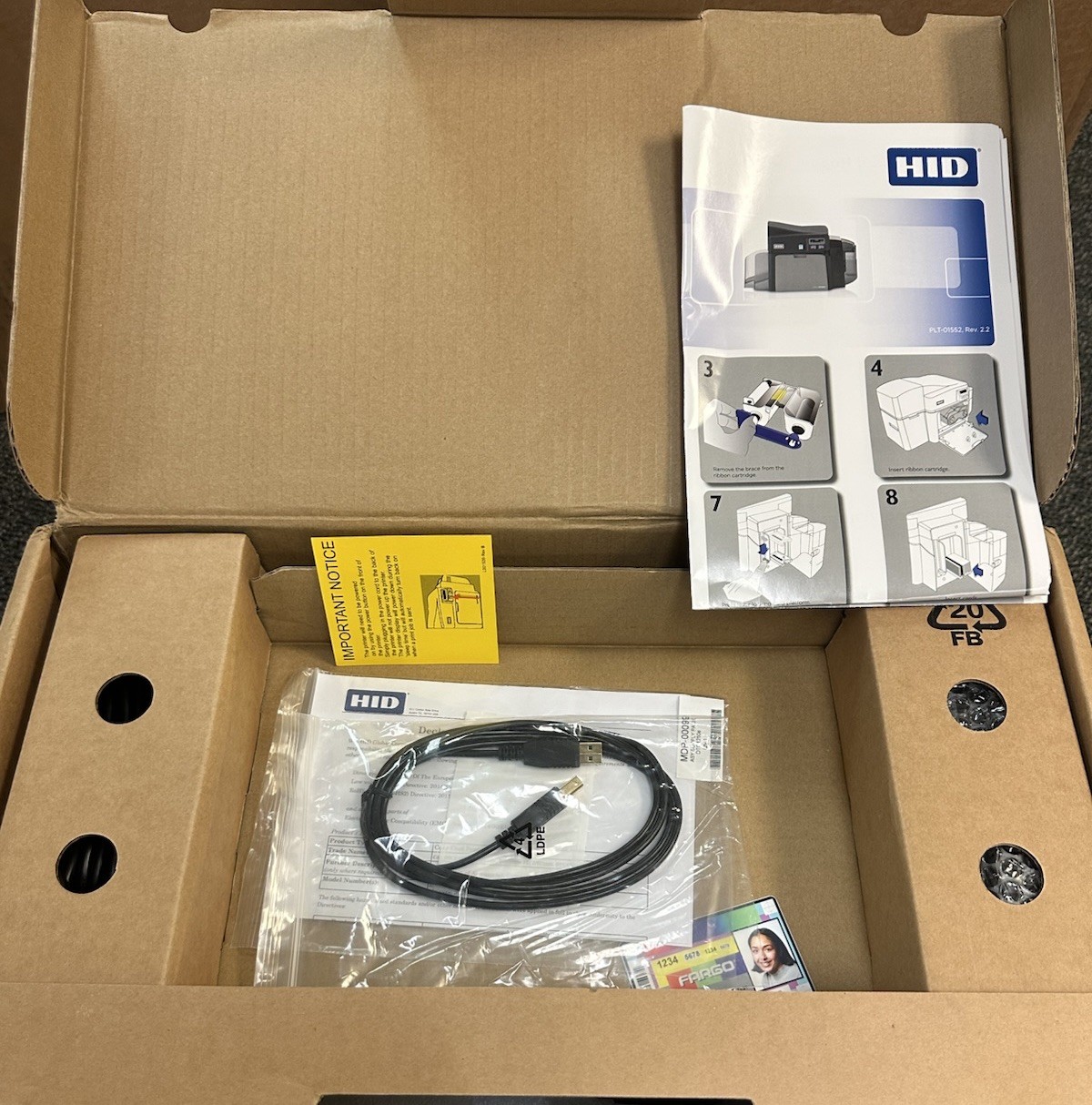 Open Box New HID Fargo DTC4250e Dual Sided ID Card Thermal Printer