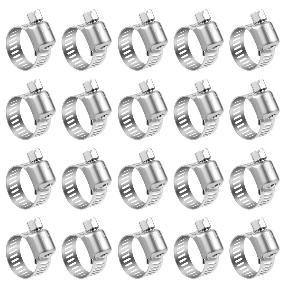 20 Pack 1/2'' - 3/4'' Stainless Steel Hose Clamp Adjustable Worm Gear
