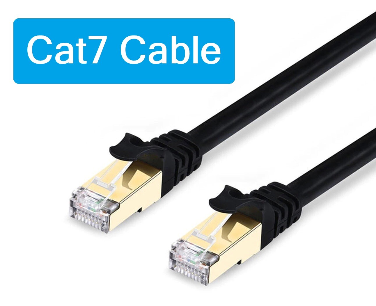 12 ft CAT7 Ethernet Cable 2 PACK - Premium High Speed LAN Patch Cord Gold Plated