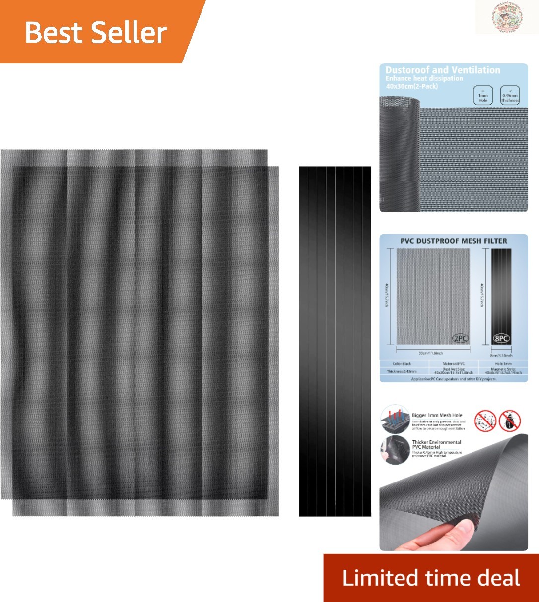 Versatile 400x300mm Dust Filter Mesh for DIY PCs - Easy Magnetic Mount