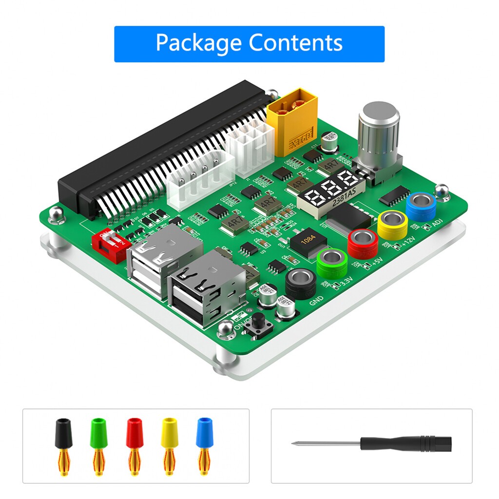 ATX 6Pin Power Supply Breakout Board Voltage Knob 4*USB2.0 QC 2.0/QC 3.0 for HP