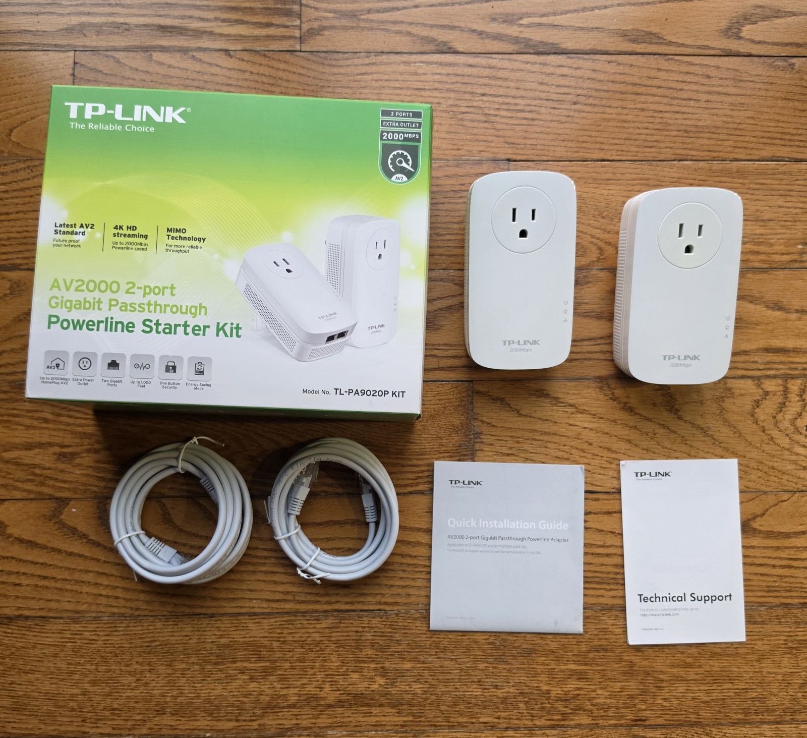 TP-Link AV2000 2-Port Gigabit Powerline Starter Kit TL-PA9020P Kit - Used 