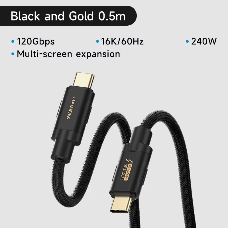 Hagibis Thunderbolt 5 Cable 120Gbps 240W PD Charging USB-C 16K@60Hz