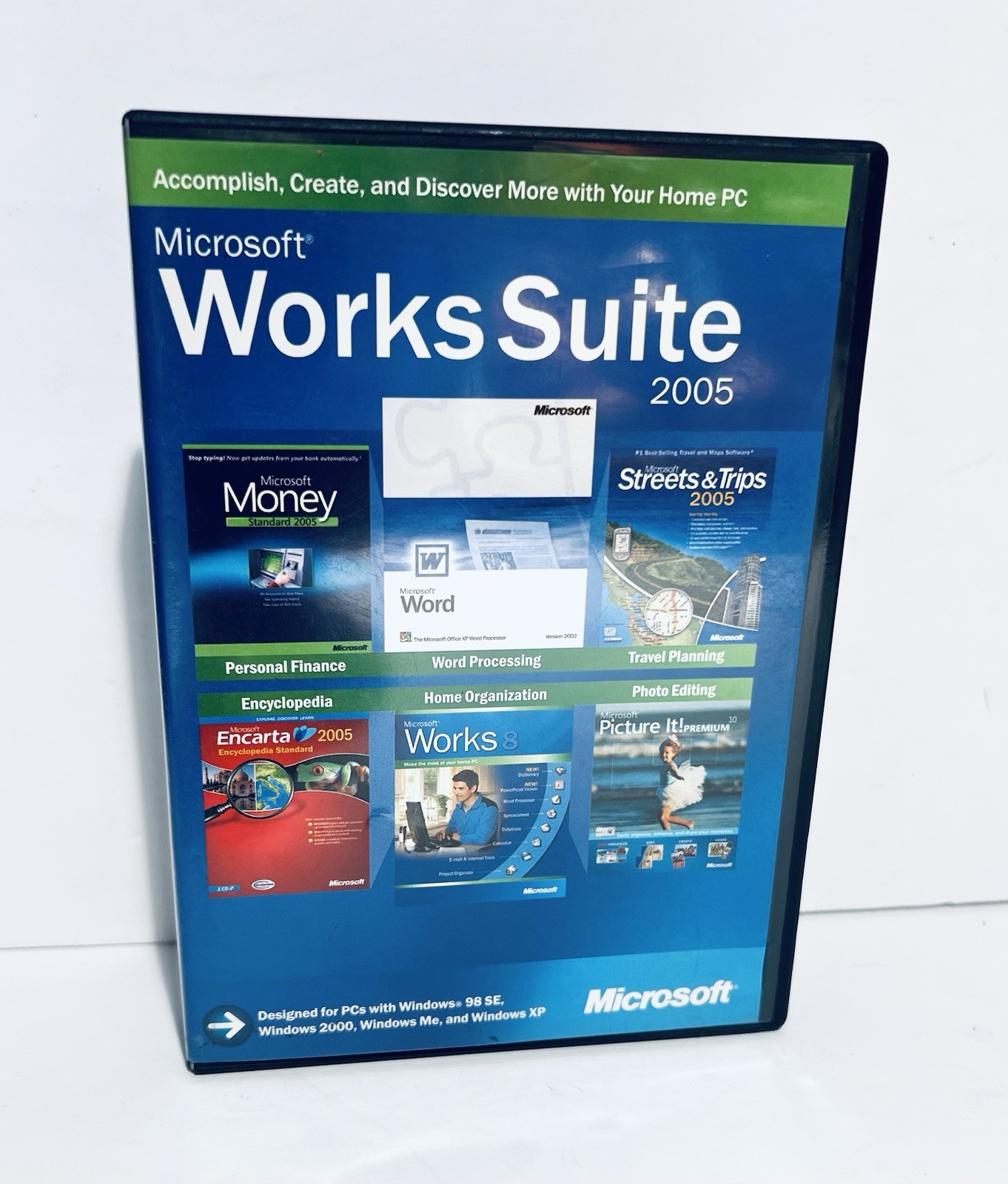 Microsoft Works Suite 2005 Software WORD 2002 WORKS 8 Picture It & More With Key