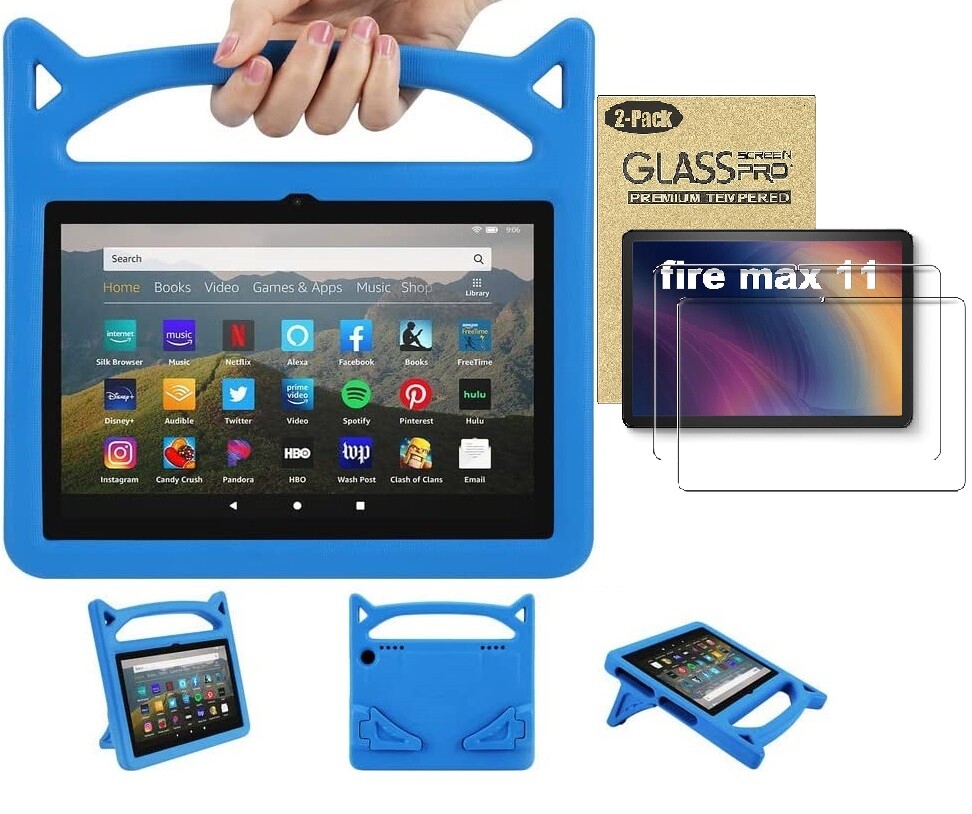 Case For Amazon Kindle Fire 7"/HD 8"/ HD 10"/ Max 11" Kids Friendly Cover/ Glass