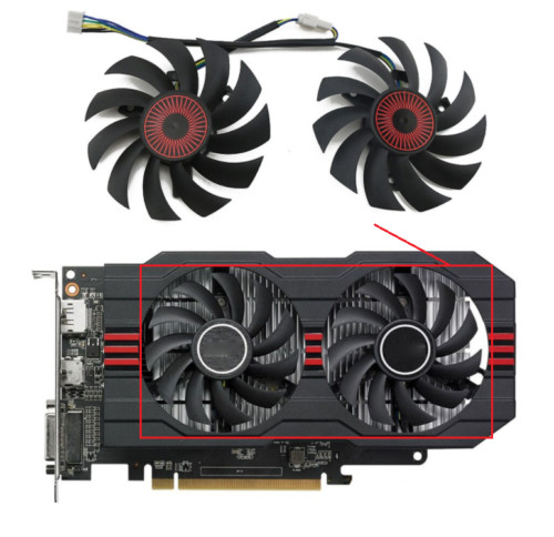 Pairs Fan Cooler Fans  For ASUS GTX 750 Ti GTX750Ti OC 2GD5 RX560  FD7010H12S
