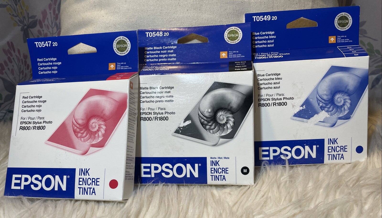 3 Epson Ink Cartridges T054720, T054820, T054920, New Sealed (Use By 2008)