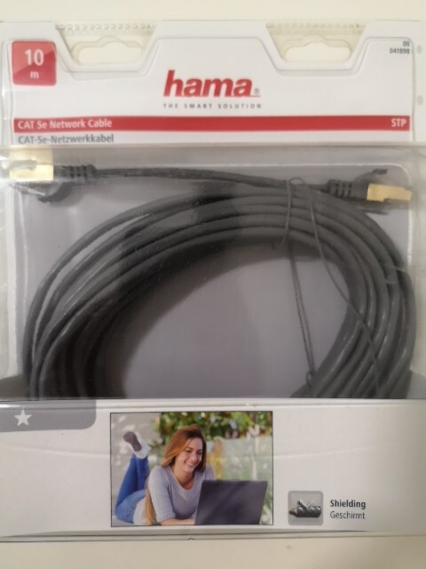 Hama Computer HQ Cat 5e Network Cable LAN 10m STP Grey 8p8c Gold Plated Original Packaging