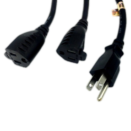 6 Feet US Three Prongs AC Power Y Cable Cord Extension Splitter 16AWG Heavy Duty