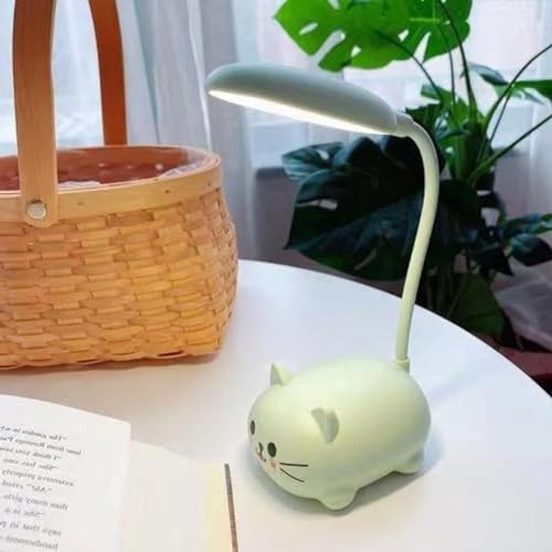 LED Desk Lamp for Kids,Mini Cat Night Light,Cute Cat Foldable USB Green