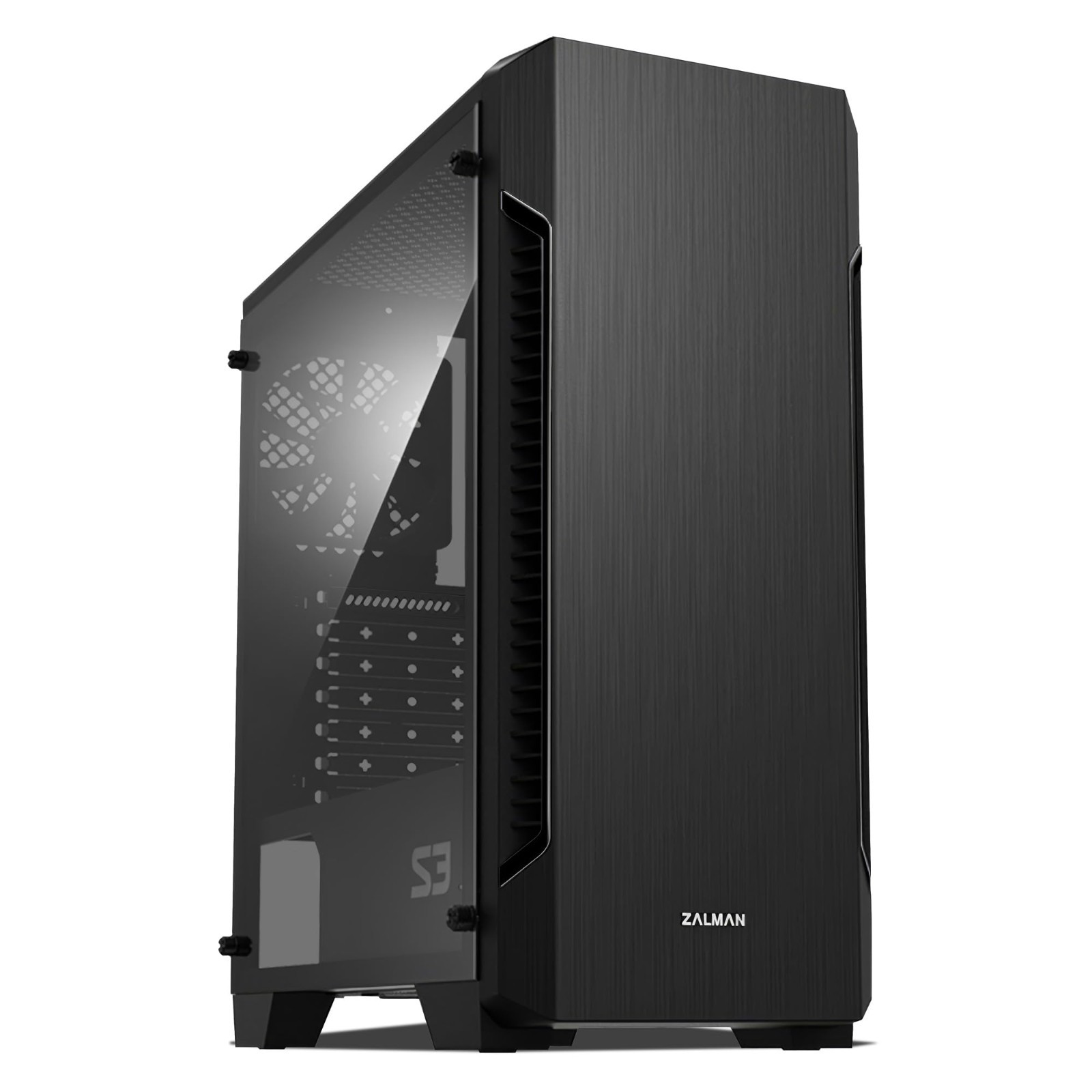 S3 ATX Mid-Tower PC Case Black Acrylic Side Panel 3x120mm Fans USB 3.0