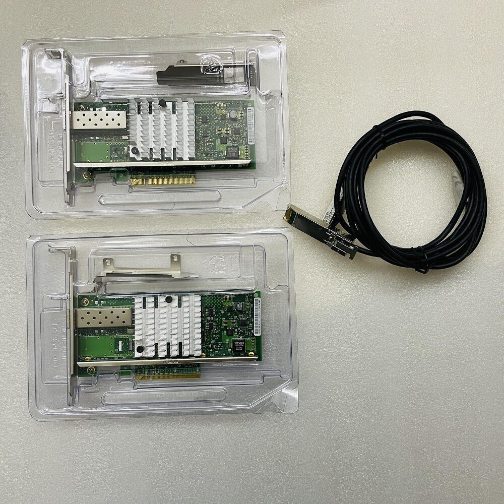 2PCS NEW INTEL  X520-DA1 E10G41BTDA 10G Network Card +1M 10G SFP+ Cable