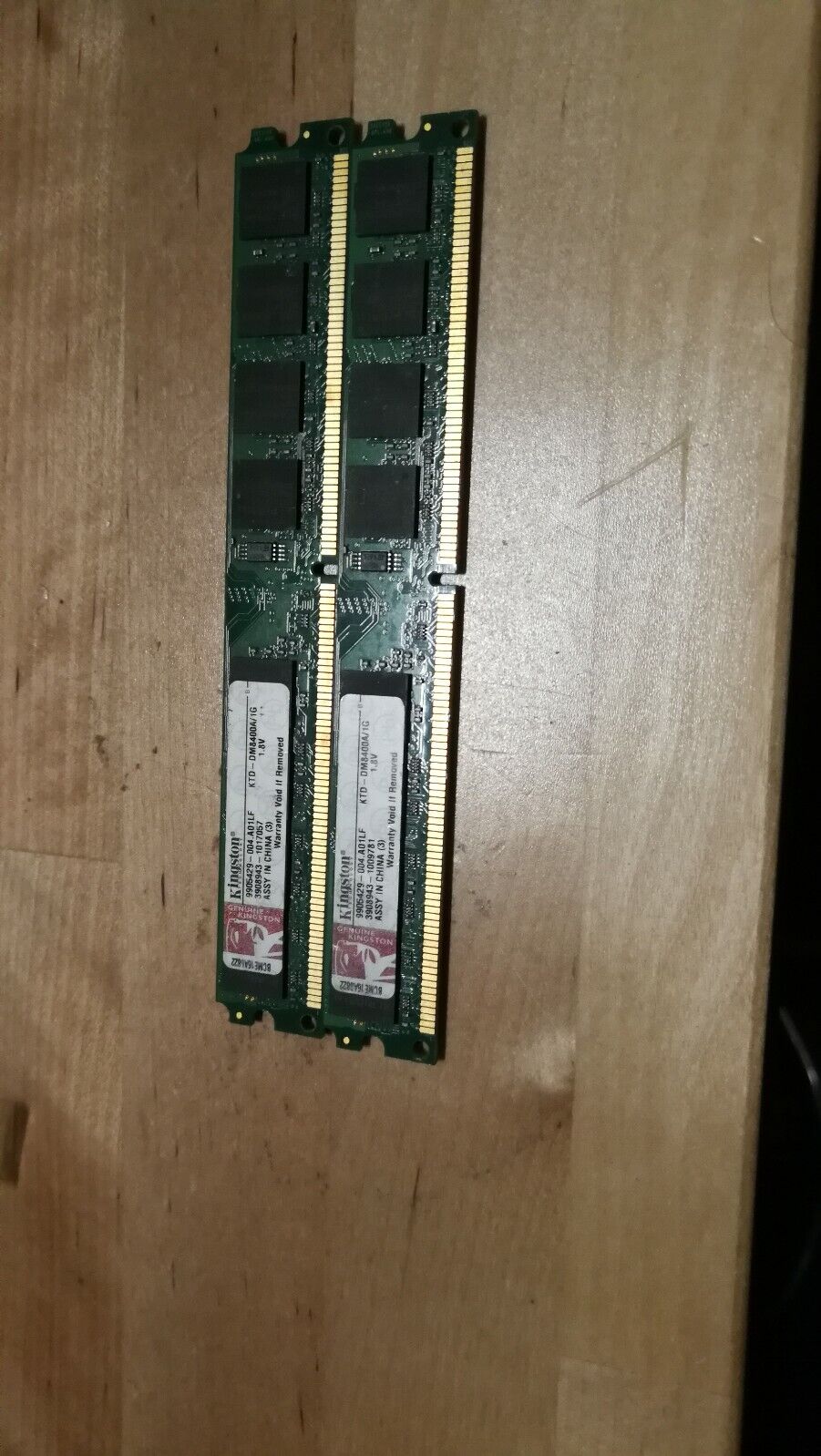 Pair of KINGSTON 1GB PC2-4200 DDR2-533 UNBUFF 9905429-004 .