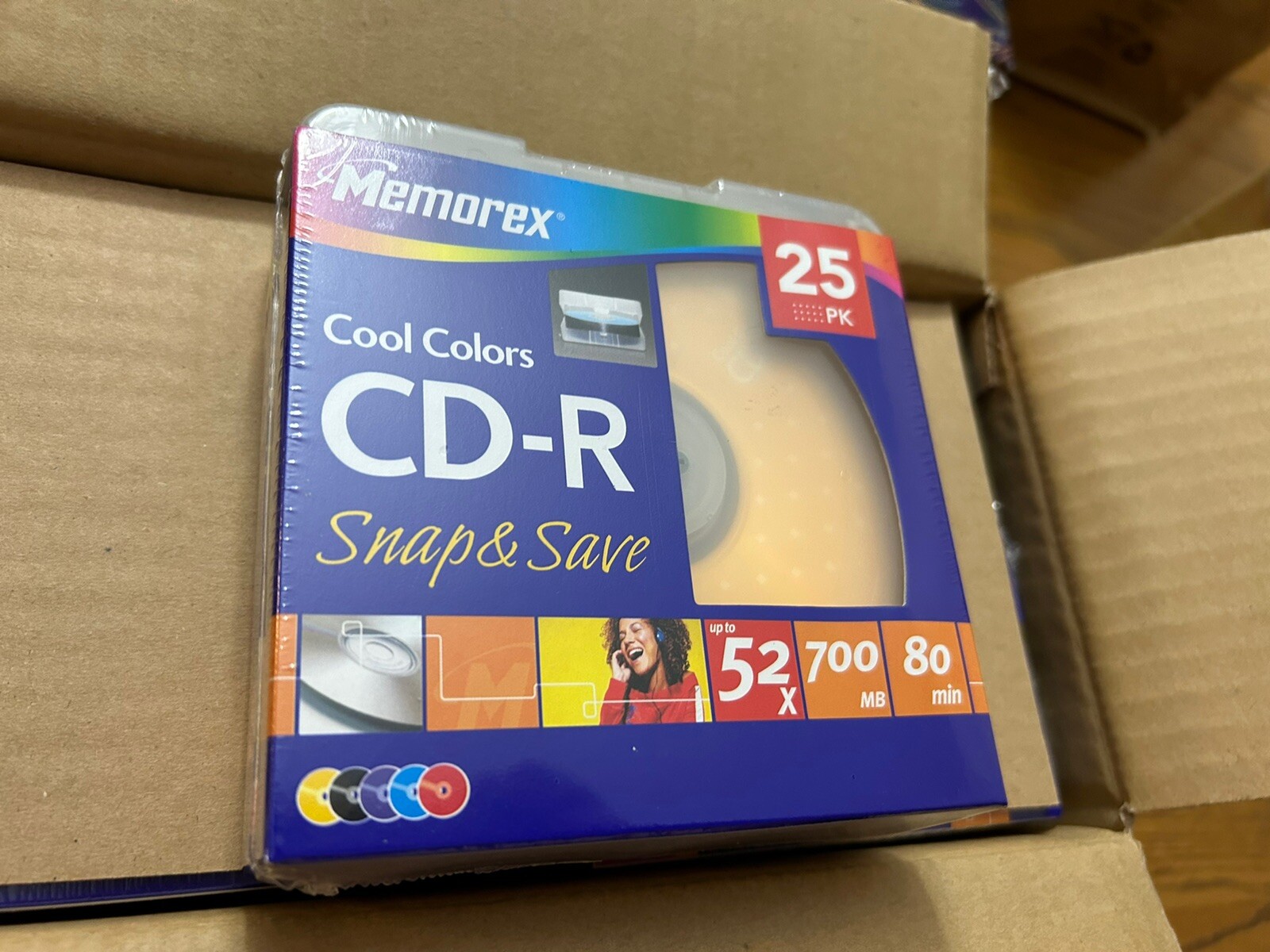 CD-R MEMOREX 25 Cool Colors 52x, 700MB, 80min, Snap & Save 25PK ( New )