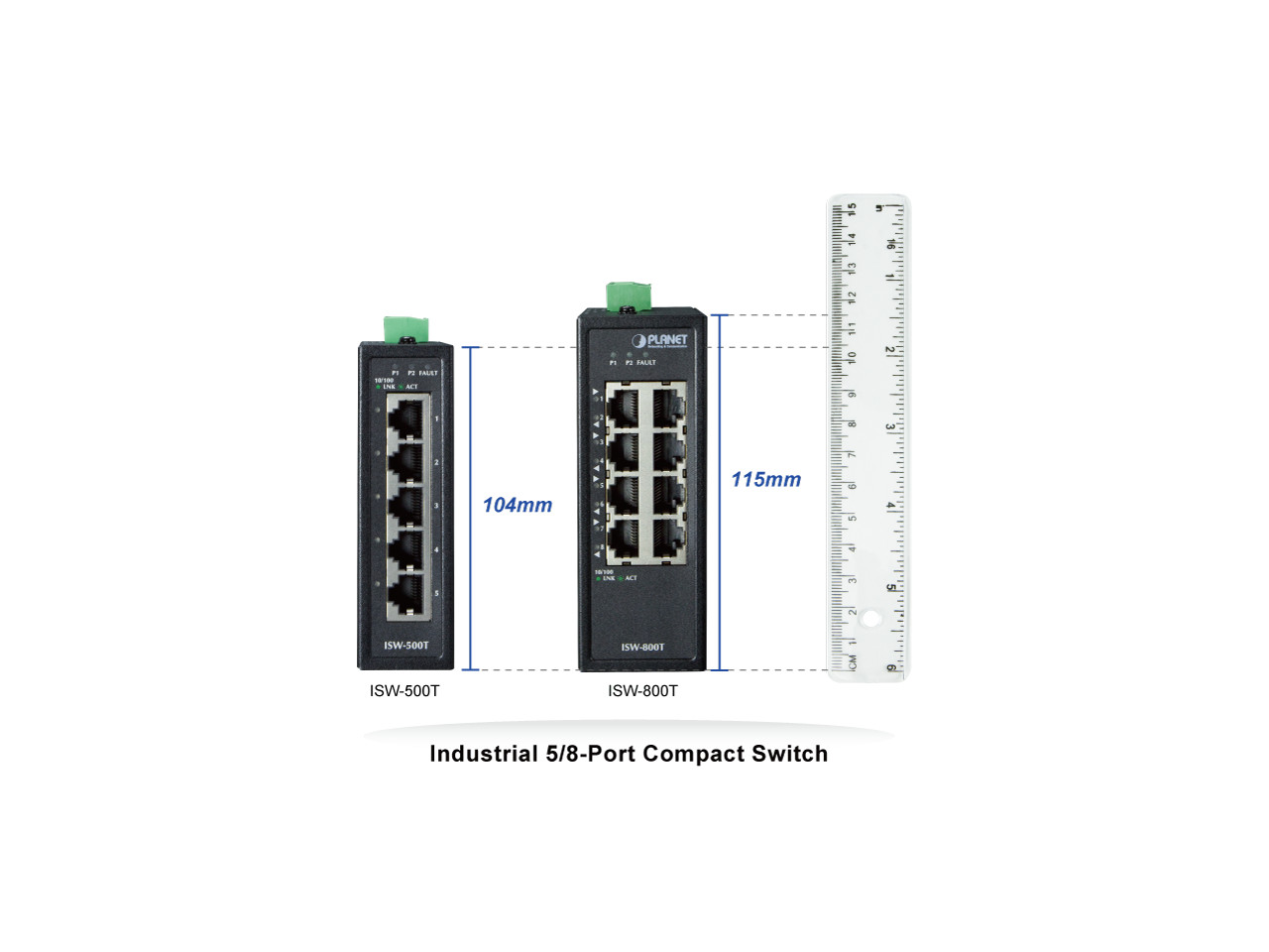 Planet ISW-500T IP30 Compact Size 5-Port 10/100TX Industrial Fast Ethernet Switc