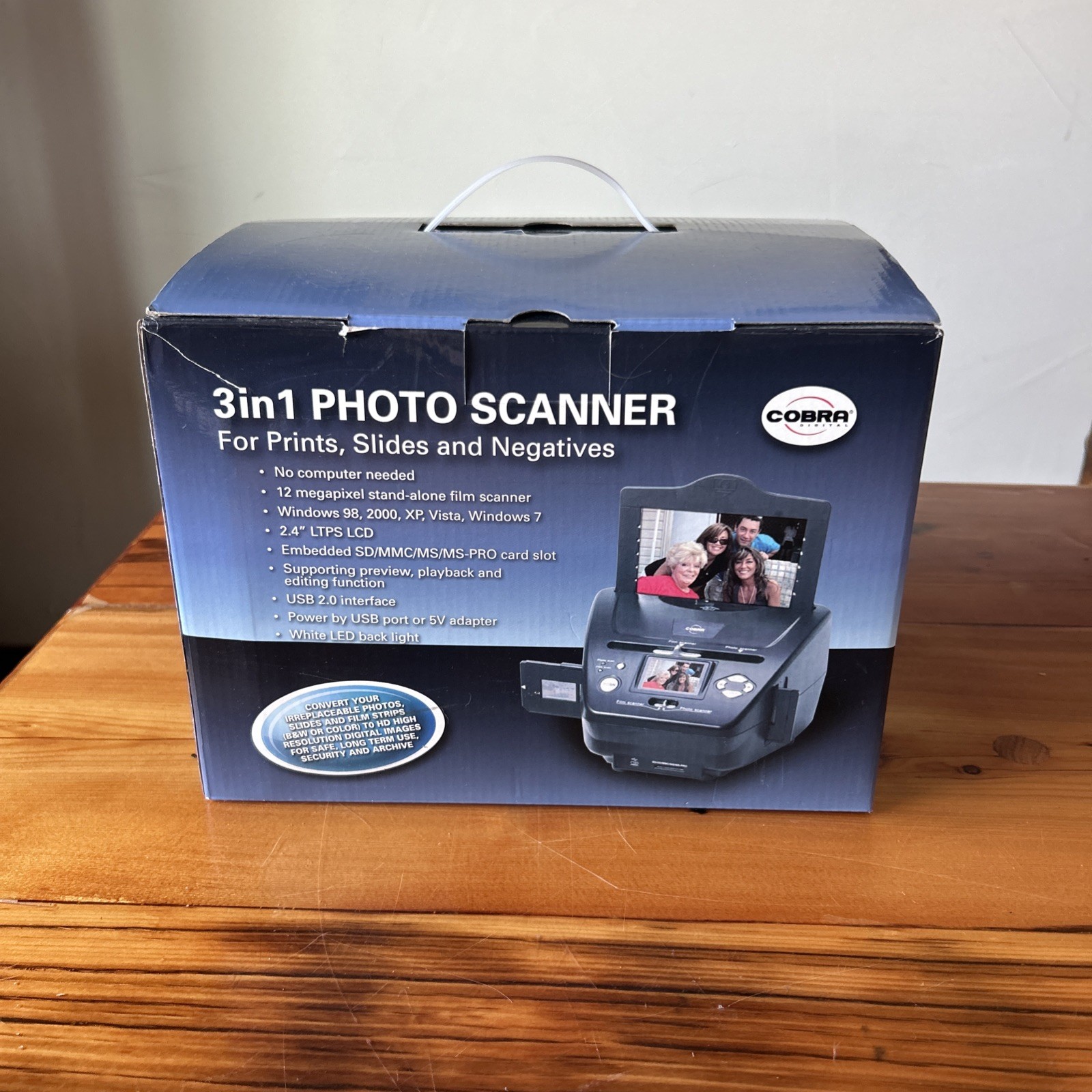 Cobra Digital DPS1200-HD 3 in 1 Photo Scanner New in Box 12MP Prints Slides