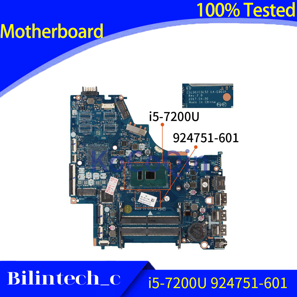 FOR HP Pavillion 15-BS Motherboard Core SR342 i5-7200U LA-E801P 924751-601