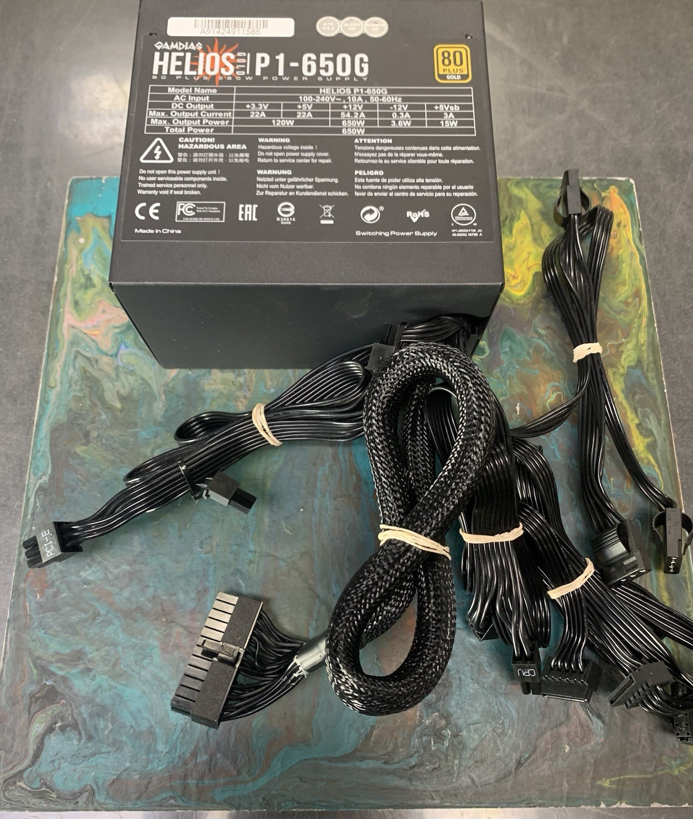 GAMDIAS Helios P1-650G 80+ Plus Gold 650W PSU ATX Power Supply + Cord
