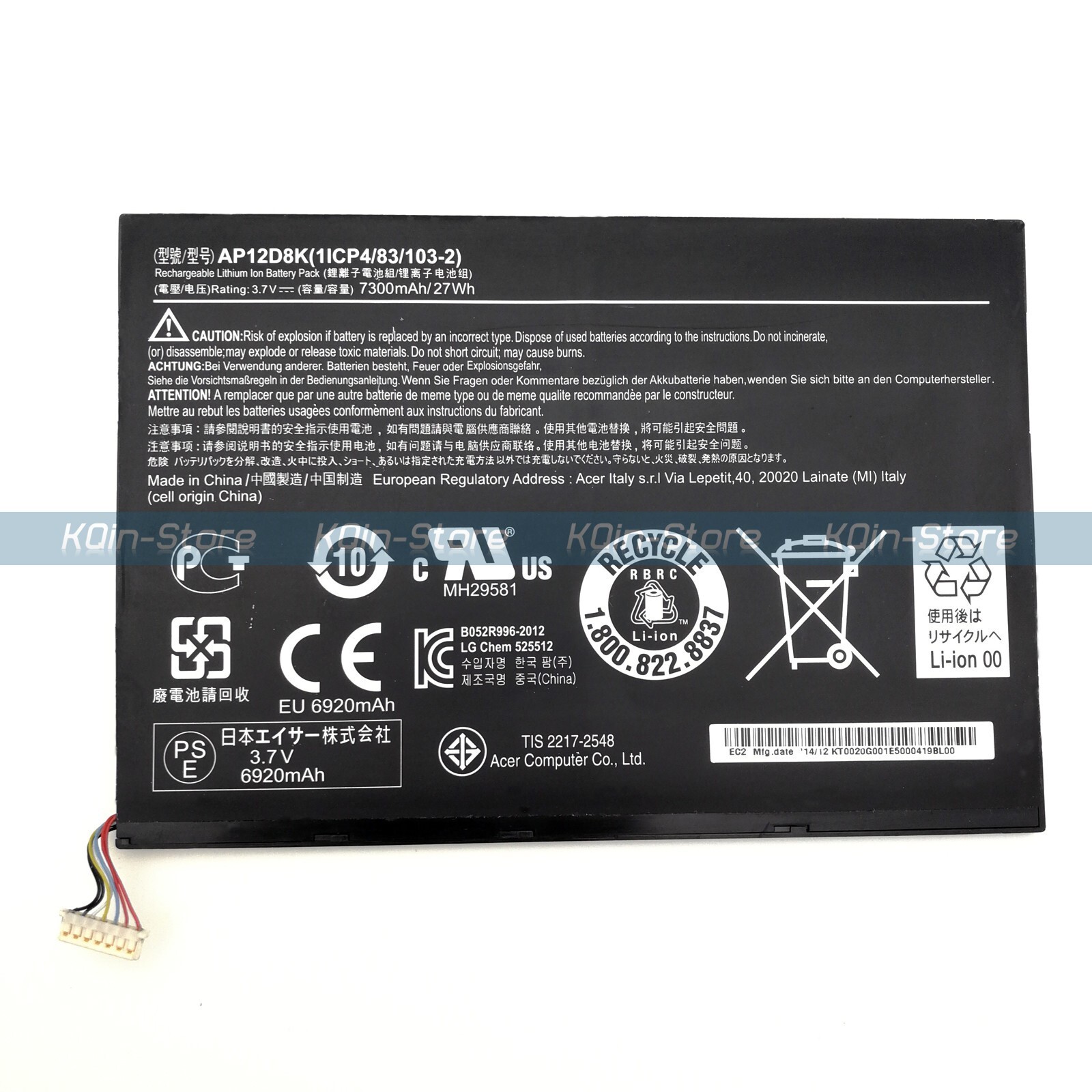 Genuine AP12D8K Battery for Acer Iconia Tab A3-A10 A3-A11 W510P 1ICP4/83/103-2