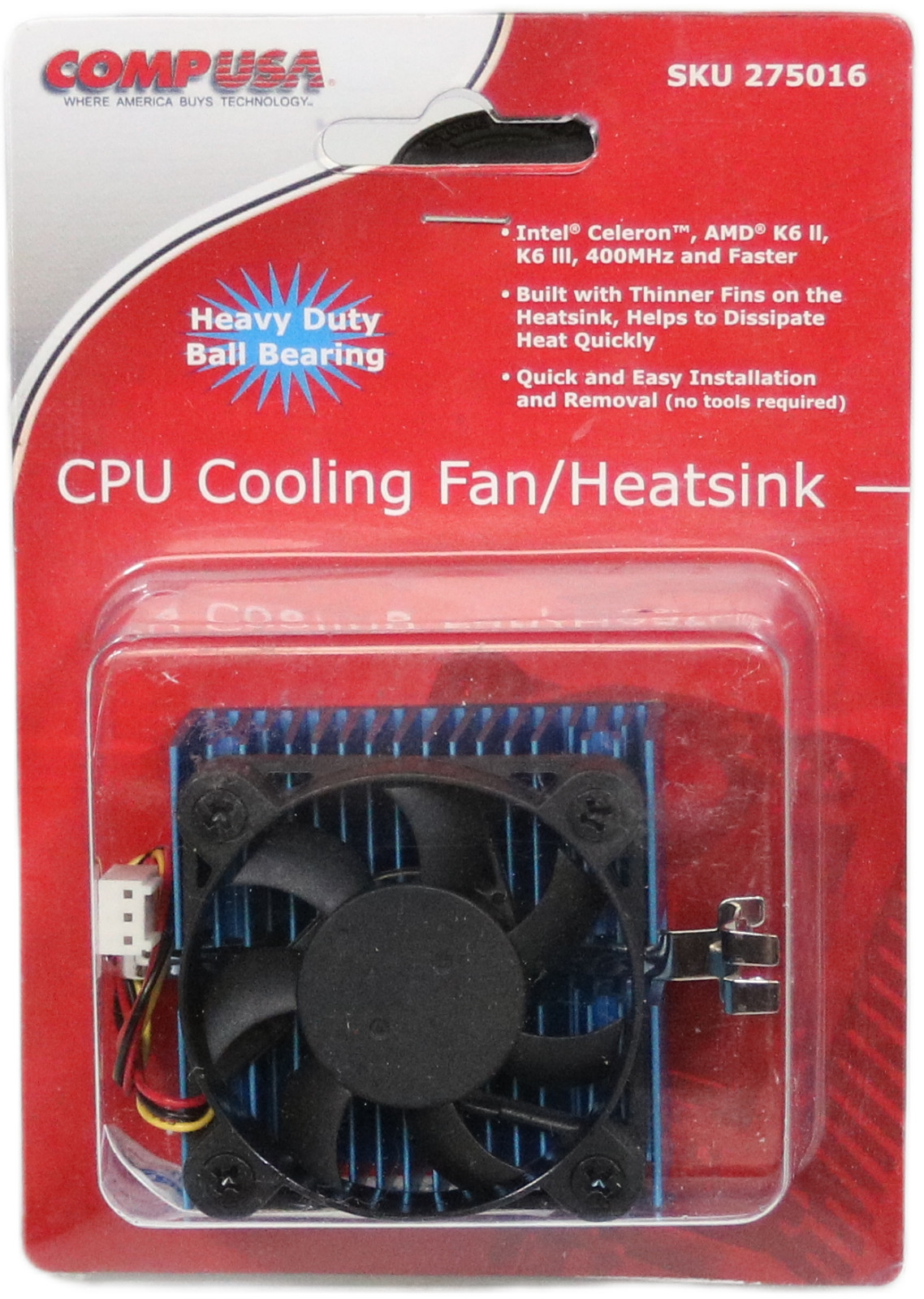 Vintage CompUSA CPU Cooling Fan Heatsink Intel Celeron AMD K6 II III NOS SKU