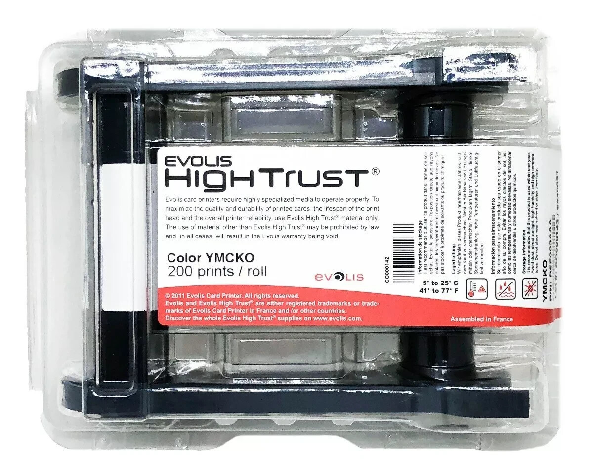 Evolis R5F002AAA YMCKO Color Ribbon - 200 Prints - Zenius & Primacy - New Sealed