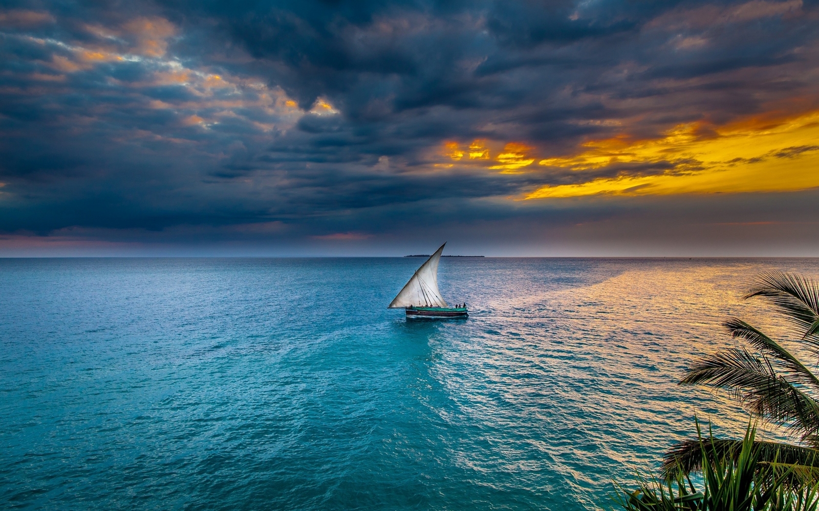 Landscape sunset sea sky sailing ship nature water Custom Gaming Mat Desk