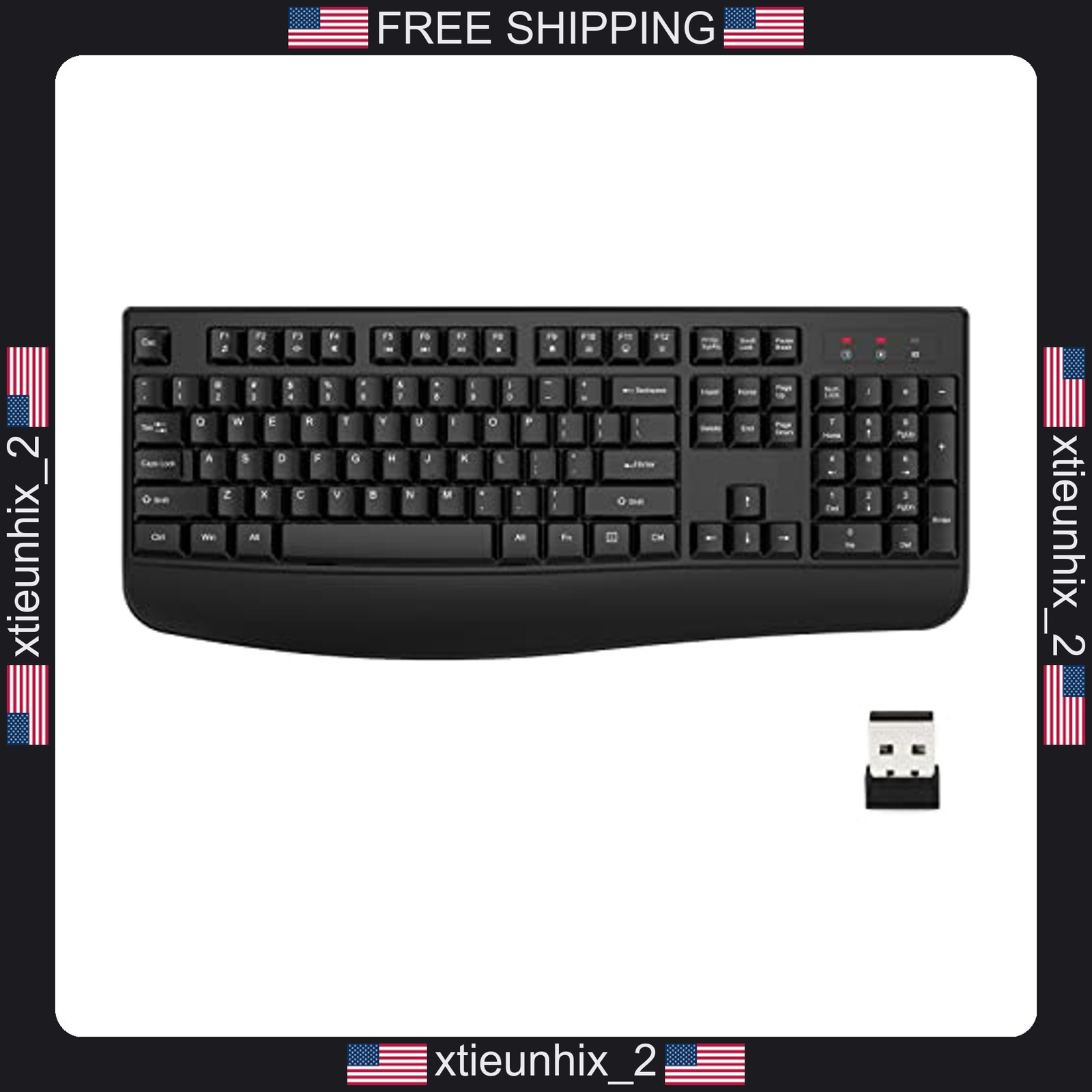Wireless Ergonomic Full-Size Keyboard with Wrist Rest for Windows & Mac