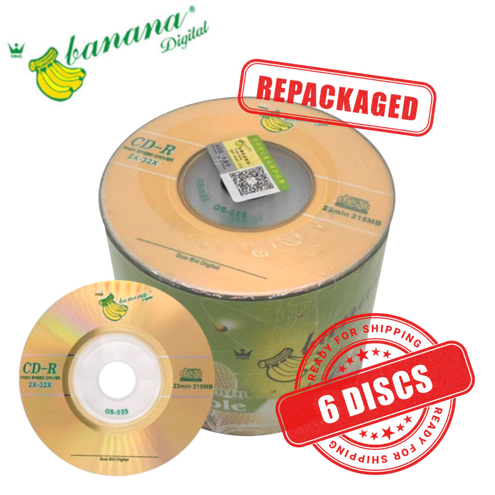 Banana Mini CD-R 32x 8cm 3" 215 MB Blank CD Recordable Disc 3in 215MB - 6 Discs