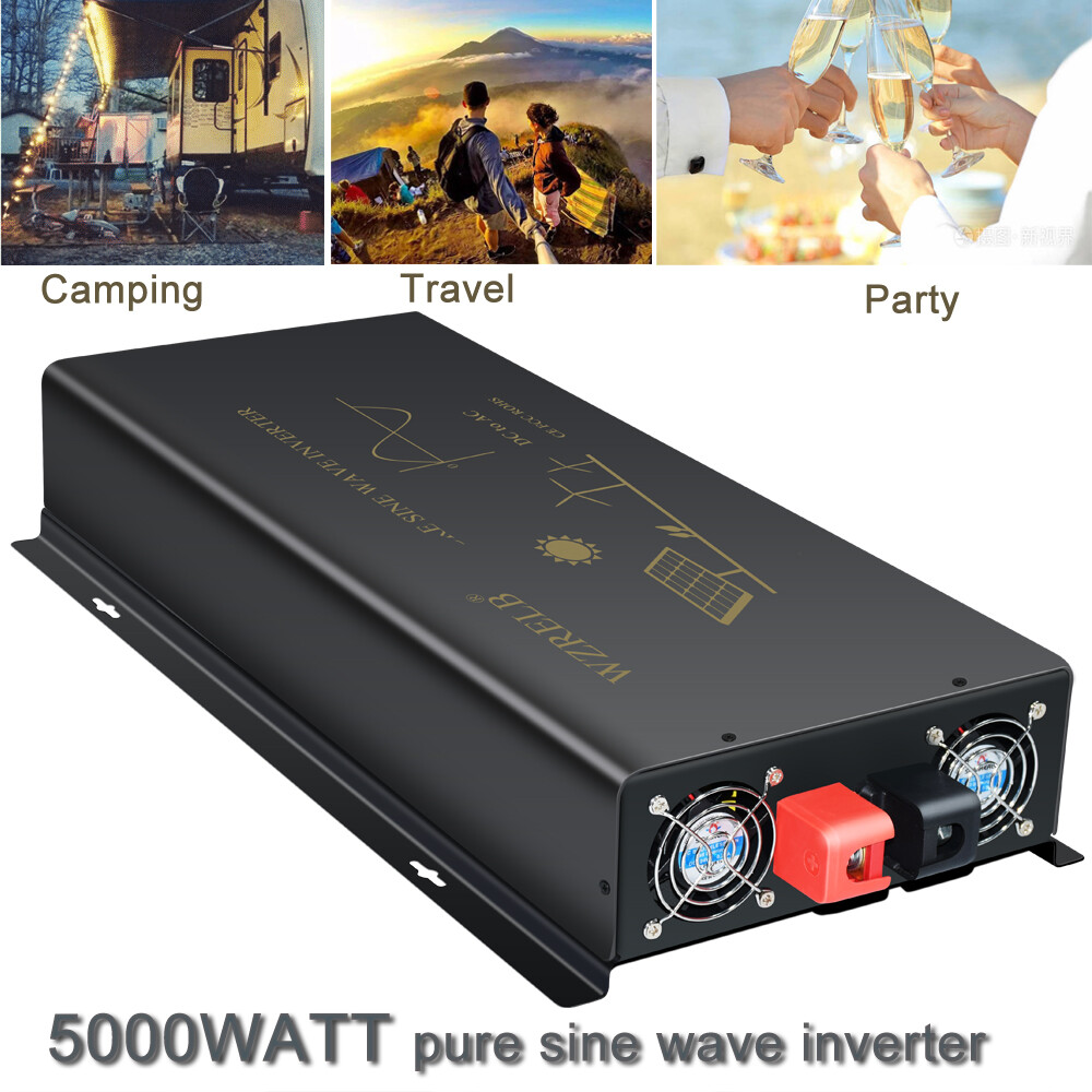 5000W Pure Sine Wave Inverter 12V 24V to 120V Power Converter Solar Truck RV Car