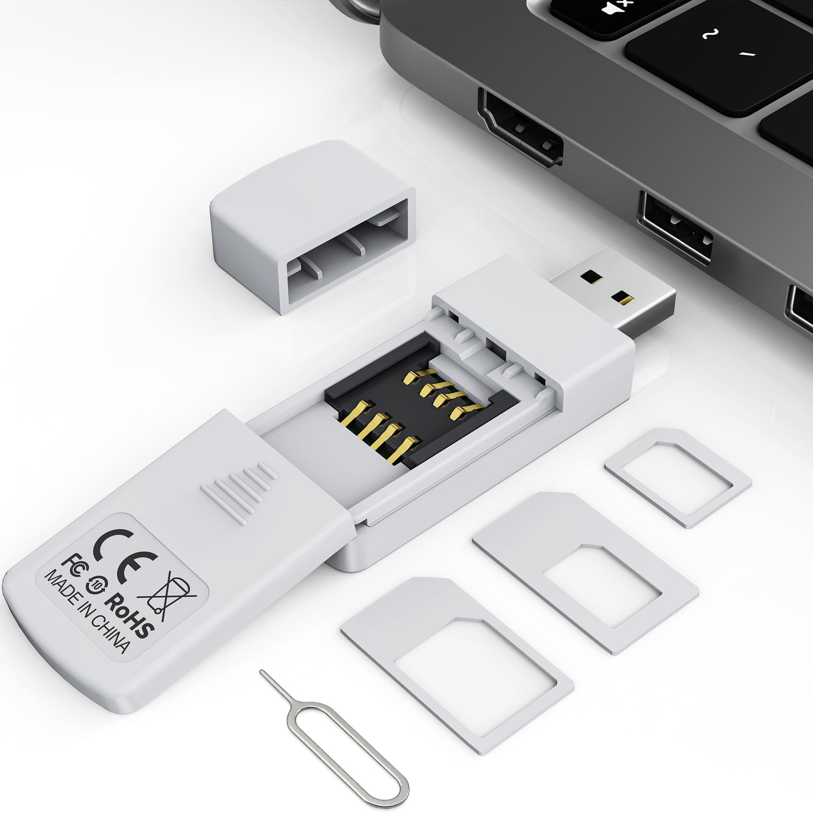 SIM Card Reader-Micro/Nano/Standard Sim Card Readers-USB to SIM Card Adapter ...