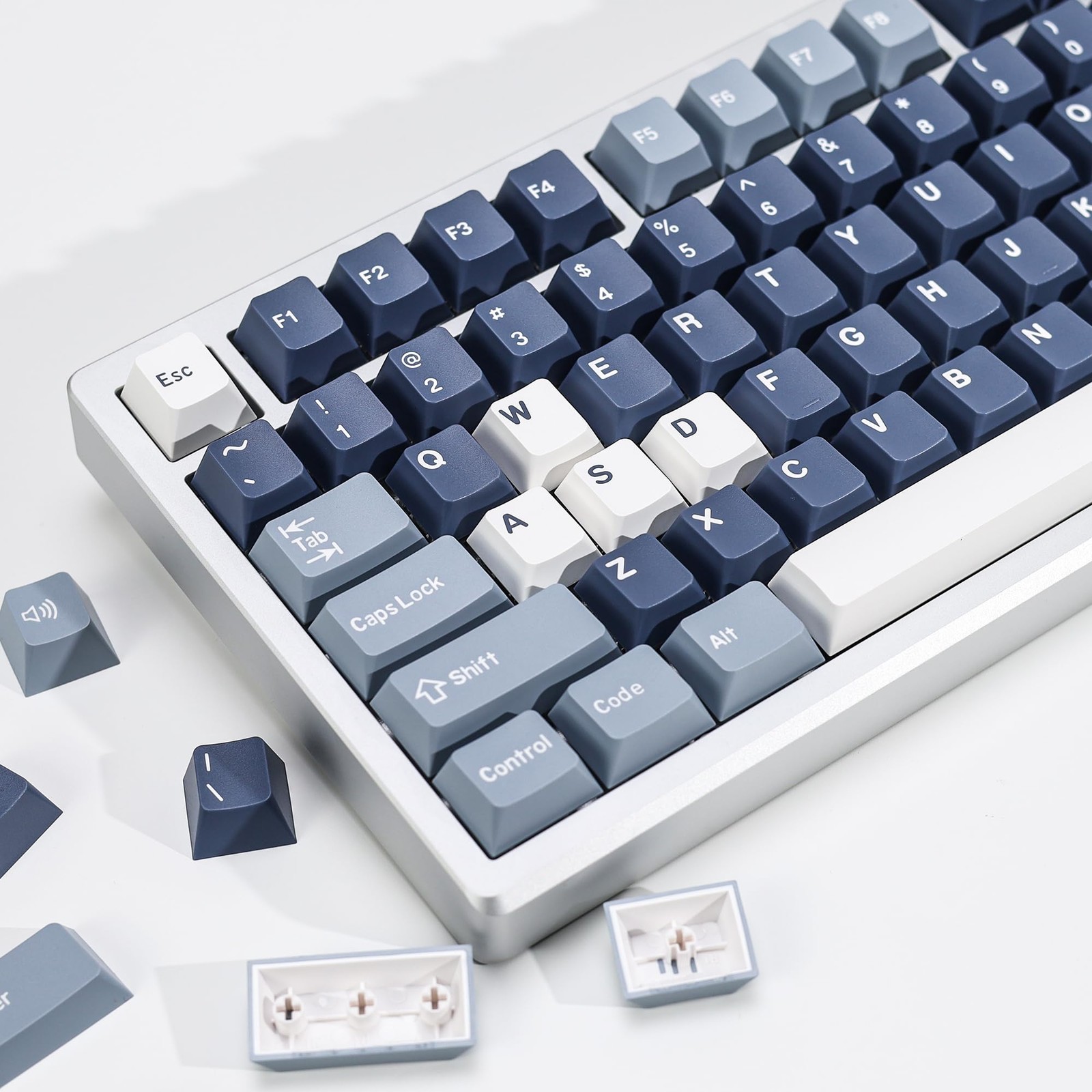 174 Keys Fishing PBT Double Shot Blue Keycap Set Retro Custom Cherry Profile