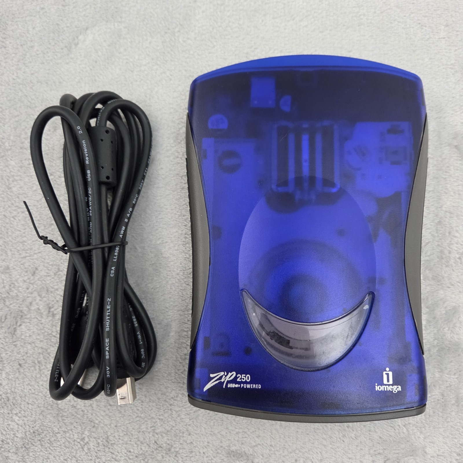 Iomega ZIP 250 USB Powered External Zip Drive w/ USB Cable Blue TESTED