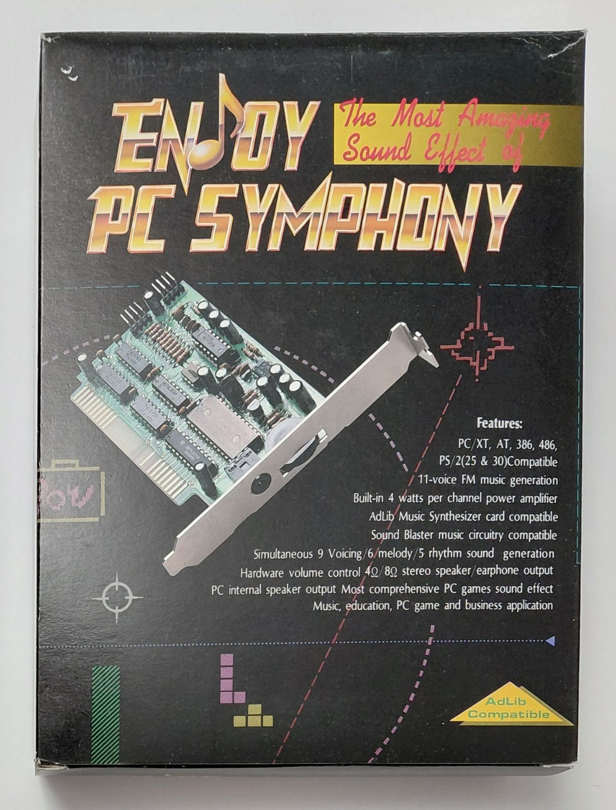 Enjoy PC Symphony 8-bit ISA Sound Card (Adlib Clone, Retro, 1988, Original Box)