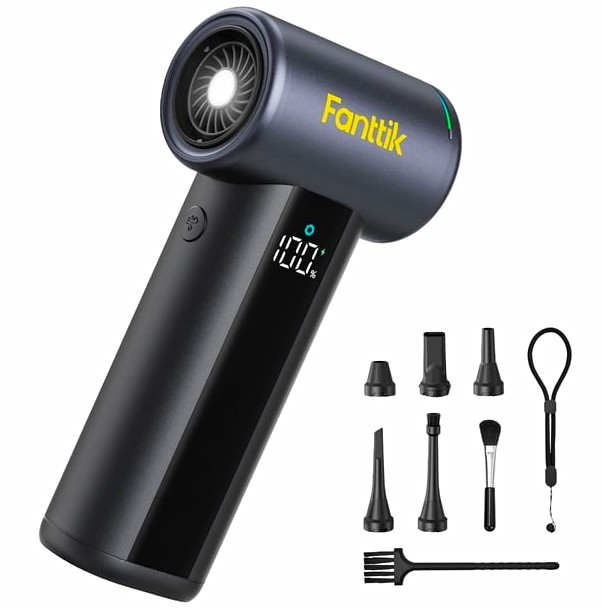 Fanttik Multi-Purpose Air Duster with Adjustable Speed w/ Nozzles & Brush