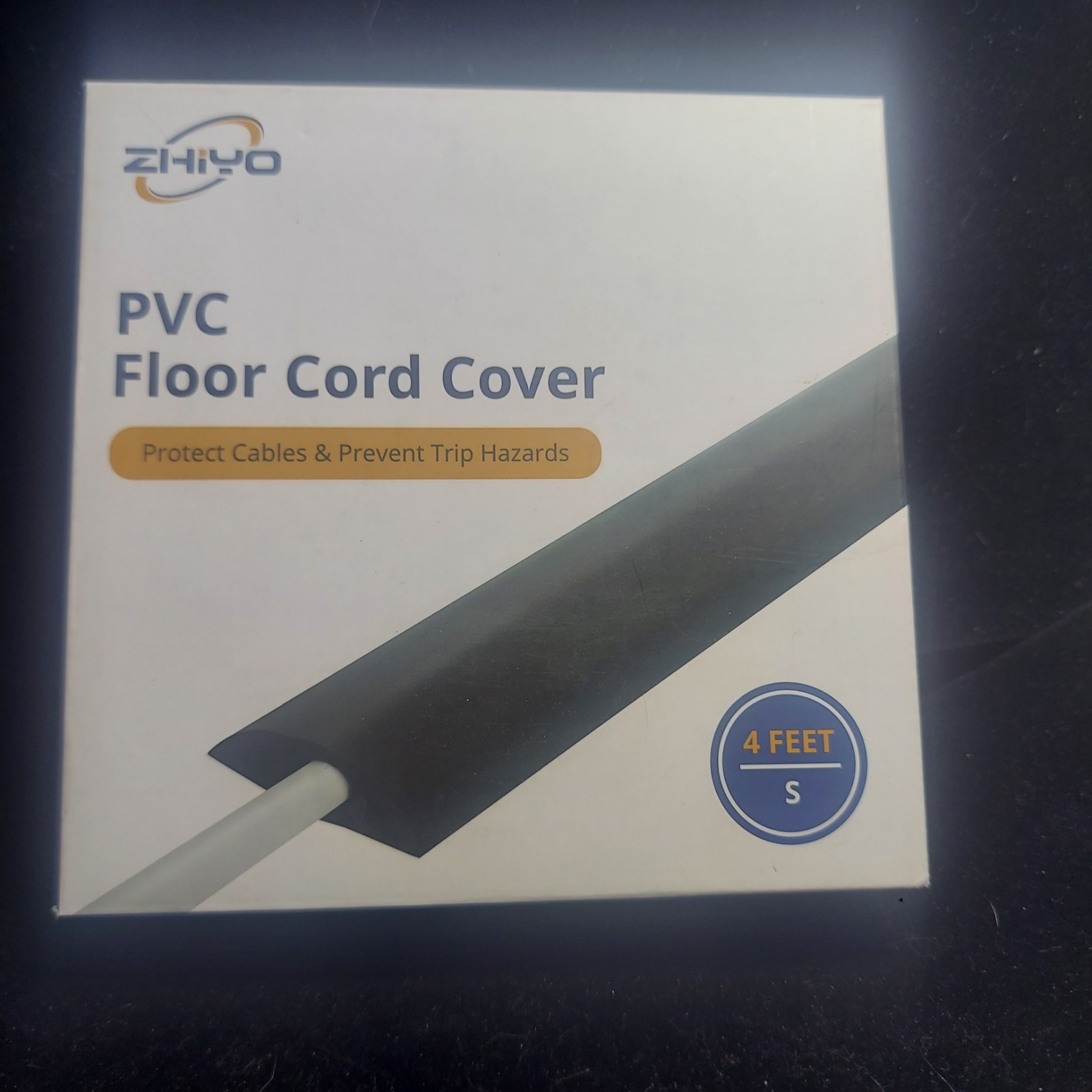 PVC Floor Cord Cover 4' . Protect Cable, Prevent Falls. ZHIYO NEW IN BOX. Black