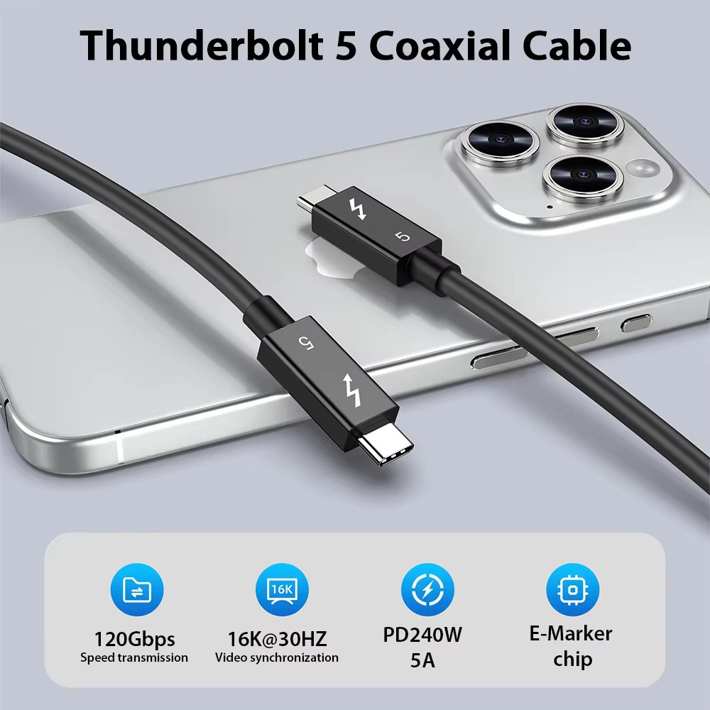 USB5 Cable 80Gbps 240W 16K Type C Fast Charging Thunderbolt 3 4 5 USB 5.0 USB C 