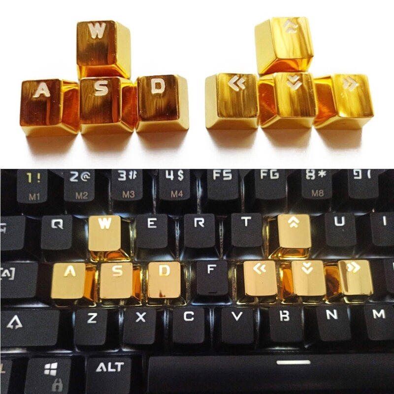 8PCS Zinc-Alloy Keycaps Professional WASD Directions Backlit Keycap