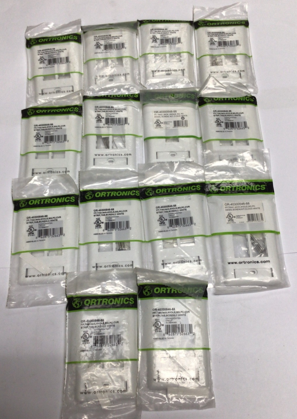 Ortronics TracJack 4-Hole Faceplate w/ Label White OR-40300546-88 lot of 14 New