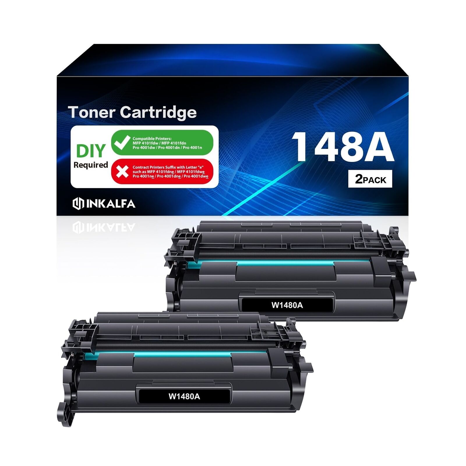 148A Black Toner Cartridge MFP 4101fdw: 2 Pack Compatible Replacement for HP ...