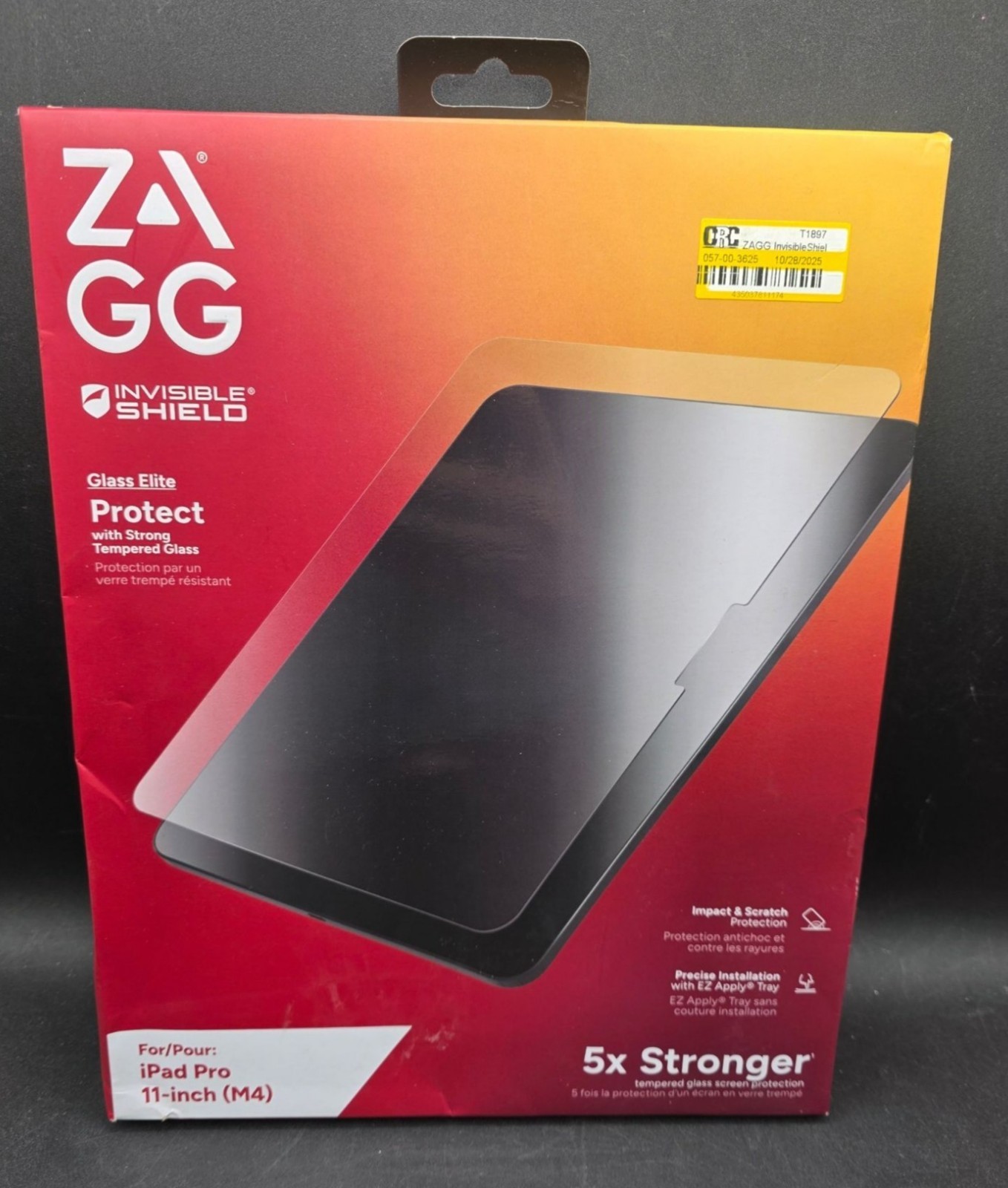 Zagg InvisibleShield Glass Elite Screen Protector For iPad Pro 11-Inch (M4) 5x S