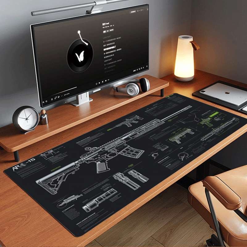 1pc Tech Blueprint Design Mouse Pad: Durable Large Non-slip Rubber Washable De