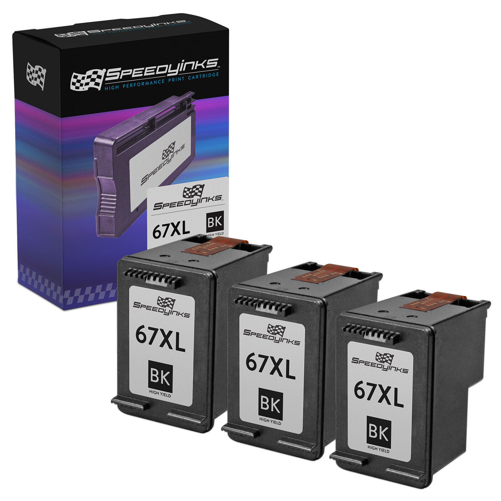 Speedy Replacement for HP 67XL 3YM57AN Black High Yield Ink Cartridge 3-Pack