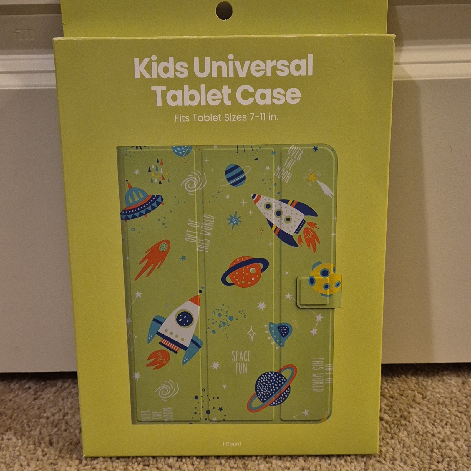 Kids Space Theme Tablet Case, Green Multicolor, Fits 7-11", Stand & Cover