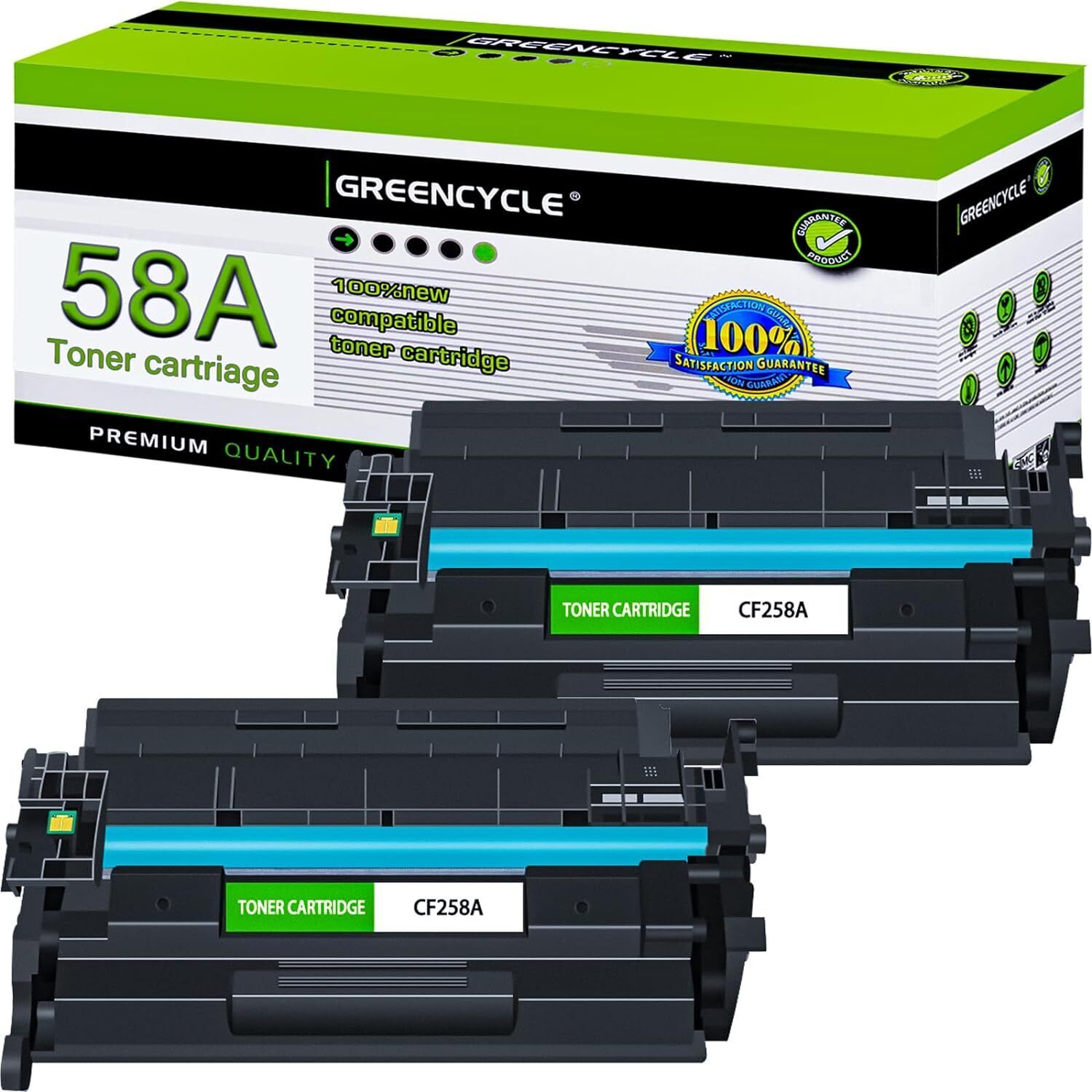 2PK GREENCYCLE CF258A Toner WITH CHIP for HP 58A Laserjet Pro M428fdn M430 M404